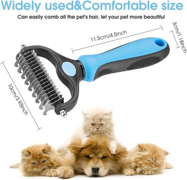 Інструмент для догляду за тваринами: двосторонній гребінь для вичісування підшерстка котів та собак – безпечний гребінь для видалення ковтунів та вичісування – без випадання шерсті