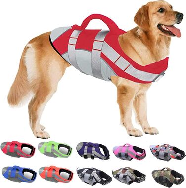 Жилет для собак PJDDP: рятувальний, світловідбиваючий, для плавання, червоний, розмір M