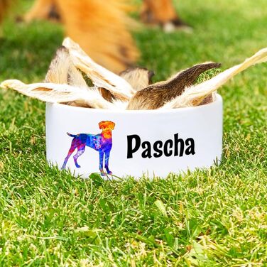 Керамічна миска для собак з гравіюванням імені ┊ Миска для корму та води (Rhodesian Ridgeback) - 1.300 мл