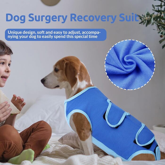 Комбінезон для собак після операції ASENKU: захист ран, анти-витік, альтернатива конусу (M, блакитний)