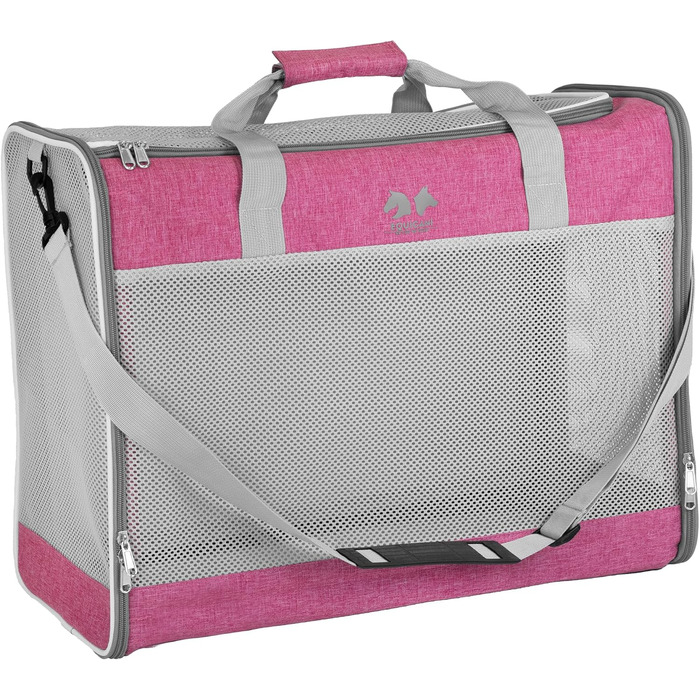 EQUICANI® Сумка-переноска для собак та котів 55x40x23 см, легка, складна, з сіткою, ременем та знімним дном | Ідеальна для подорожей, авто та перельотів (Рожевий)
