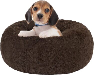 Ортопедичне ліжко для собак, кругле, м'яке, для котів та собак, 70 см Ø, (60x60x18 см), коричневе