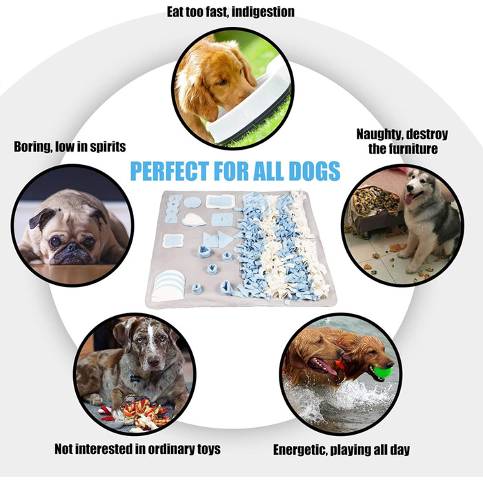 Килимок для носової роботи собак, малий та великий, 100,1 x 100,1 см, легкий у наповненні, машинне прання, тренування, активність/іграшка для домашніх тварин, ідеальний для зняття стресу, сірий