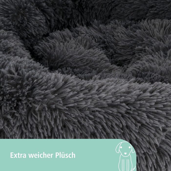 Кербл Pet Kuschelbett Fluffy - м'яке ліжко для котів та собак, 76x76x19 см, сірий колір, поліестер, антиковзаюча підкладка