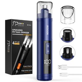 Шліфувальник для собак Profi Krallenschleifer: 3 швидкості, 4 LED-лампи, тихий, акумуляторний, для великих, середніх та маленьких собак (блакитний)