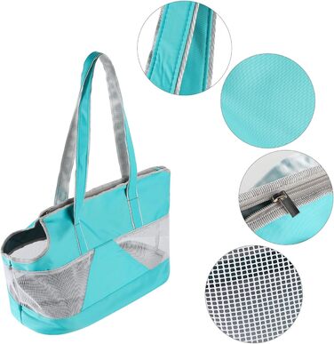 Сумка-переноска для собак та котів на літо, дихаюча, з регульованим плечовим ременем (Світло-блакитна)