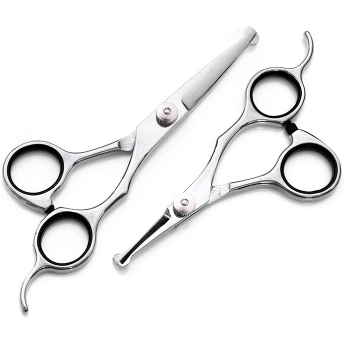Набір професійних ножиць для грумінгу собак 9CR Edelstahl з безпечними закругленими кінцями. Комплект для догляду за шерстю собак, котів та інших тварин: ножиці для стрижки, розріджування та вирівнювання. Срібний колір.