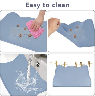 Килимок для котячого корму, силіконовий, неслизький, водонепроникний, блакитний