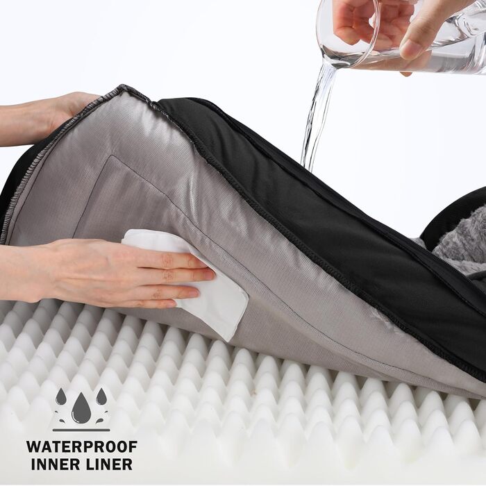 Ортопедичне ліжко для собак великих порід, водонепроникне, знімний чохол, чорний колір, розмір L (35'x 25'x 6.5')