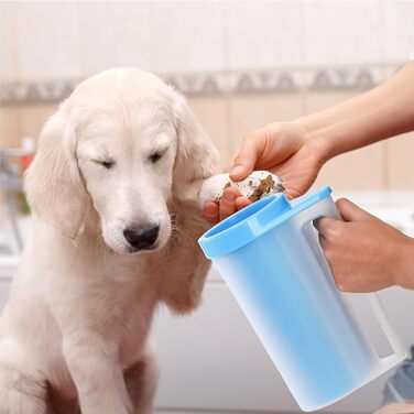 Очисник лап для собак: видаляє бруд та сміття. Комплект з рушниками, силіконовий, портативний. Рожевий, L.