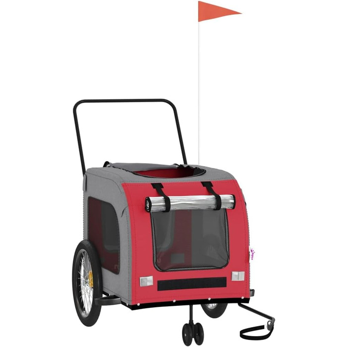 Фарм-причіп для собак Gecheer, чорний, Oxford-тканина, 68x134x73 см, червоний