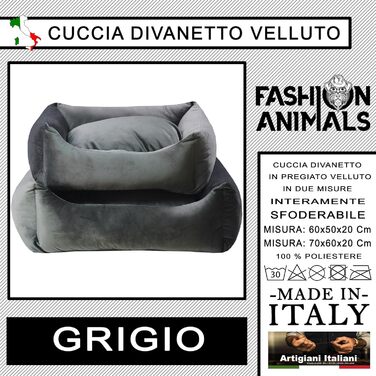 М'яке лежанка для собак та котів з блискавкою – знімне покриття з бавовняного полотна – 2 розміри (M, сірий)