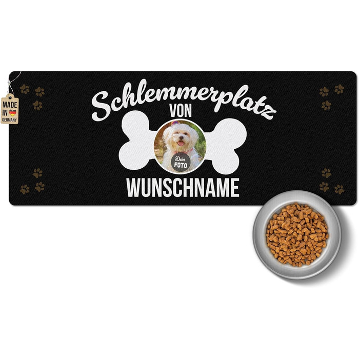 Персоналізований килимок для годування собак з ім'ям та фото - Royal, 80 x 30 см, нековзний