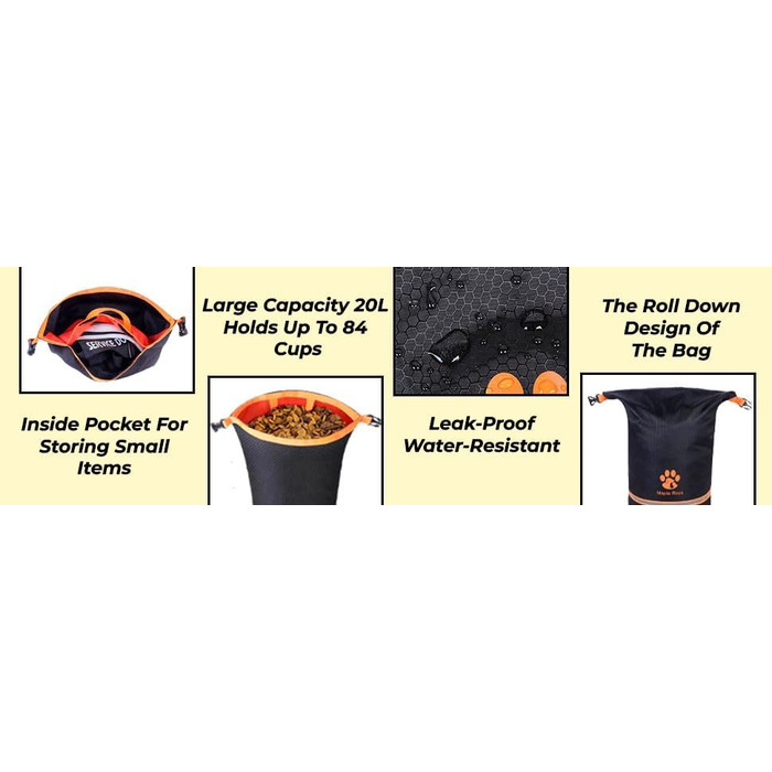 Сумка-переноска для тварин Maple Rock, 20 л, для подорожей, кемпінгу, з контейнером для корму, 84 чашки