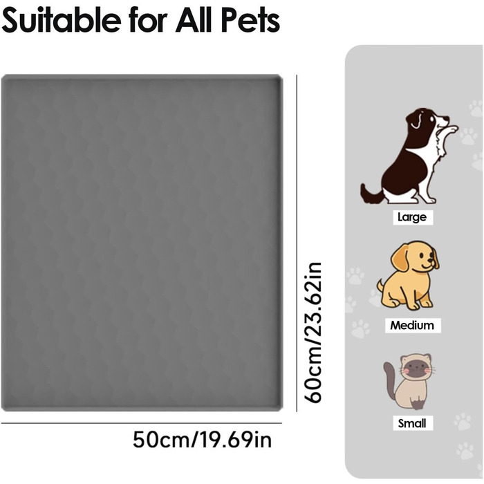 Килимок для годування собак, вологостійкий килимок під миску для тварин, великий силіконовий килимок з бортиком, 50 x 60 см, захист від бруду, килимок для цуценят