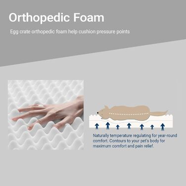 Ортопедичне ліжко для собак з ефектом пам'яті XXL, вологостійке, з неслизьким покриттям для вулиці. Знімний, пральний чохол. Ідеально для великих собак, лабрадорів та бульдогів