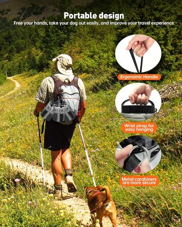 Водяна пляшка для собак Lesotc 2200 мл (2.8л) – велика, для подорожей, чорна