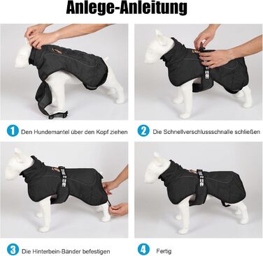 Зимовий теплий одяг для собак FeimaX: вітронепроникна куртка для середніх та великих собак. Відображає світло, регулюється, з D-кільцем. Чорний колір, розмір 4XL