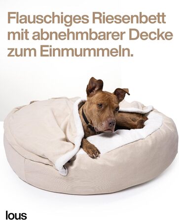 М'яке ліжко для собак Lous®, печеринка для собак, прання, великі та малі собаки та коти, ліжко для котів, знімний ковдру (Бежевий, L B-варіант (приблизно 72 см))