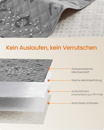 Водонепроникний килимок для собак Feandrea, 135 x 76 см, захист для авто/дивану, машинне прання, антиковзаюча підкладка, стеганий дизайн, сірий (PPB024GD01)