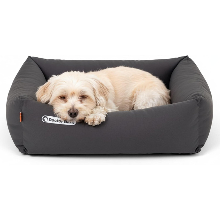 Ортопедичне ліжко для собак Doctor Bark - миється до 95°C, гігієнічне, без запаху, з м'якою підстилкою, для маленьких собак (S - 70x60 см, сірий)