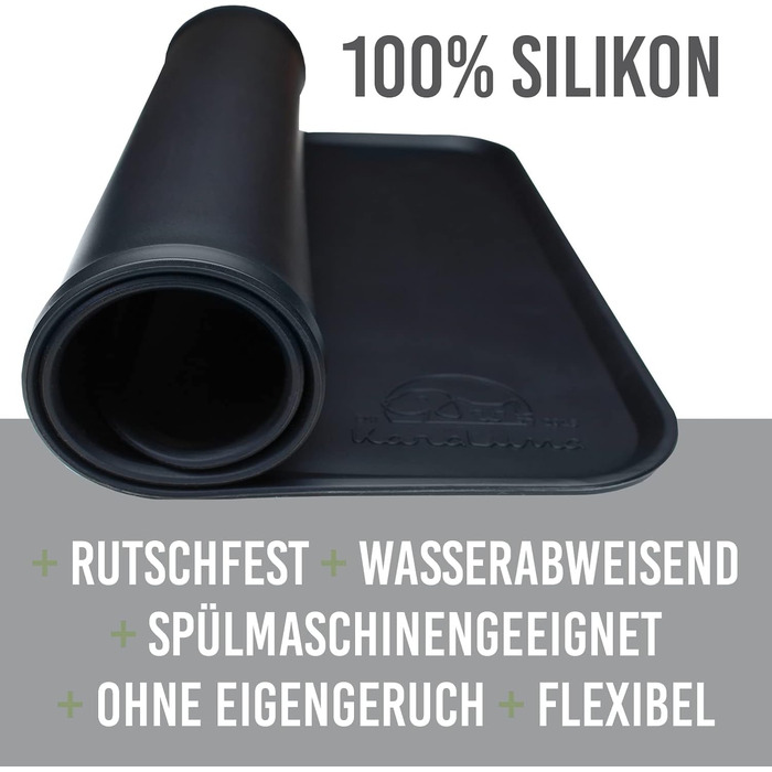 Силіконовий килимок під миску для собак та котів, 60x40 см, чорний, нековзний