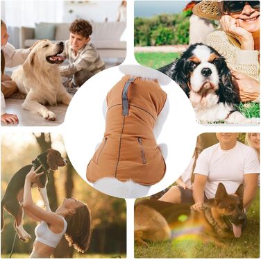 Зимова куртка для собак - тепла рожна куртка з флісу, вітронепроникний одяг для собак середнього розміру, коричнева