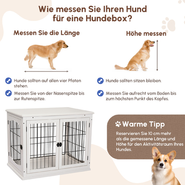 PawHut Dog House Transport Box Маленька клітка для домашніх тварин 81 x 58.5 x 66 см з МДФ та металу білого кольору, ідеально підходить для домашніх тварин