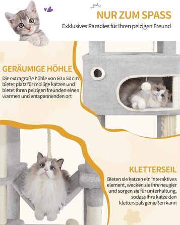 Драбина-кіготь для котів Hzuaneri, 178 см, XXL, сірий