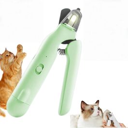 Ножиці для собак та котів з підсвічуванням, безпечні, з вбудованим точилом (зелені)