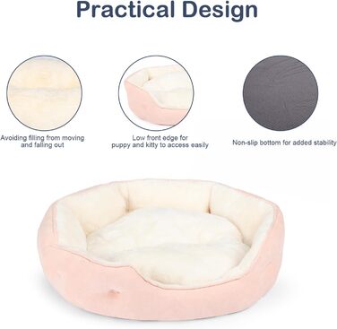 Кругле ліжко для котів та цуценят, 50.8 см. Зручне, з неслизьким дном та знімним подушкою. Підходить для домашніх тварин.