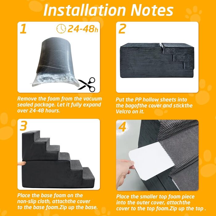 Сходинки для собак великих порід: 6 сходинок, антиковзаючі, широкі. Ідеально для літніх собак, цуценят та котів. Міцна та довговічна сходинка для дому.