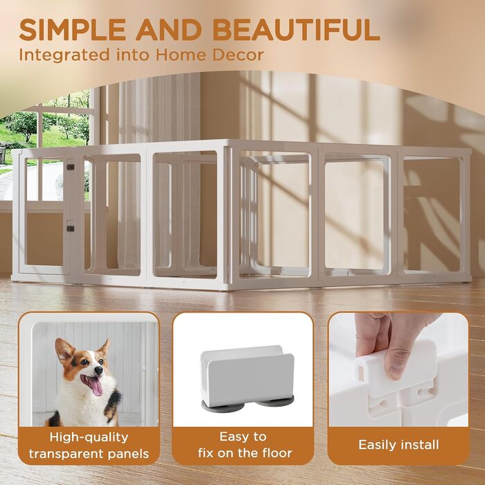Кізохід для собак Citylife 6-TLG 60см, складаний вольєр для собак з дверцятами, вольєр для собак у квартиру, великий кізохід для собак, котів, кроликів, дрібних тварин, з неслизьким покриттям, прозорий (12-TLG 75CMH)