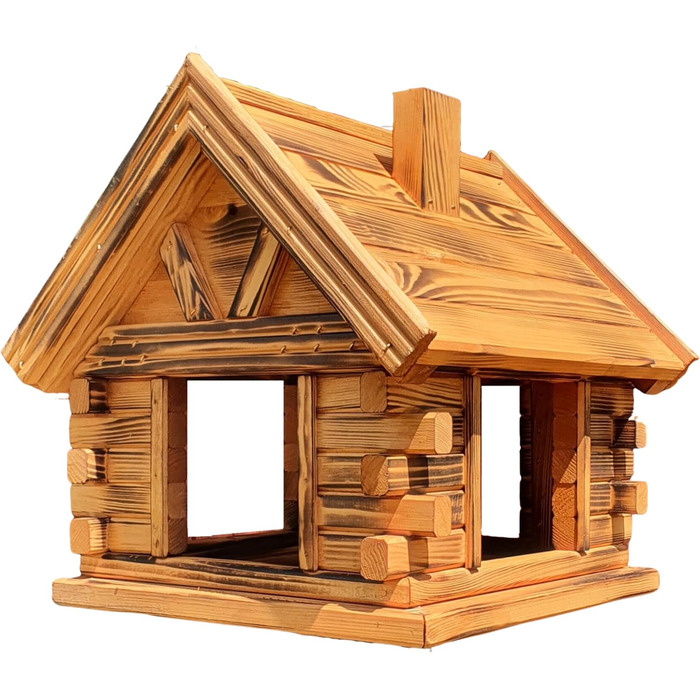 Дерев'яний будиночок для птахів з сосни, вигорілий, годівниця Vogelhaus