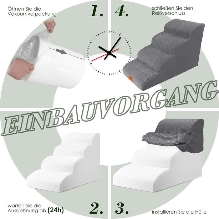 Сходинки для собак та котів 4 сходинки, 50 см, сірі. Зручні та миючі сходинки для тварин з антиковзким покриттям. Підійдуть для софи та ліжка.