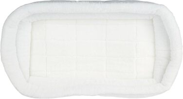 Кімната для домашніх тварин Midwest Homes for Pets QuietTime, велика, з подвійним бордюром, біла плюшева матрац, машинне прання, безпечне місце з еластичними стрічками, 76 см, 82 x 10 x 51 см