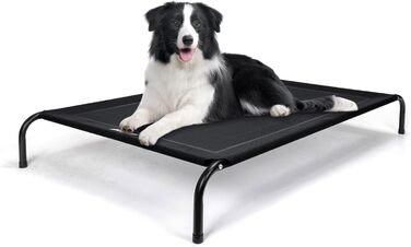 Зручне лежанка для собак Nobleza Hundeliege Outdoor, великий розмір, для вулиці та кемпінгу, з піднятим бортиком, чорний, 105x80x20 см (124x90x20 см)