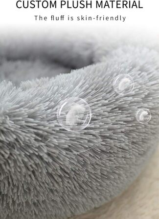 Кругле плюшеве ліжко для домашніх тварин у формі пончика, 50 см, бежеве. Підходить для собак та котів. Вологостійке дно.