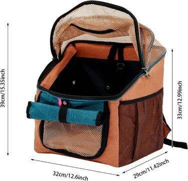 Велосумка для тварин, 32*29*39 см, 2 в 1, складний велосипедний кошик з сіткою, переноска для котів та собак до 7.5 кг (Оранжевий, Синій)