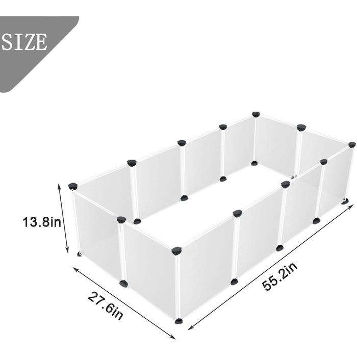 Клітка-загон для домашніх тварин Kathson з пластику, портативна огорожа для кроликів, дрібних тварин, DIY, металевий загон, клітка, для дому та саду, для маленьких кроликів, котів, морських свинок, їжаків, щурів (12 шт. [35,8 x 45,7 см) (12 шт. (34,8 x 34