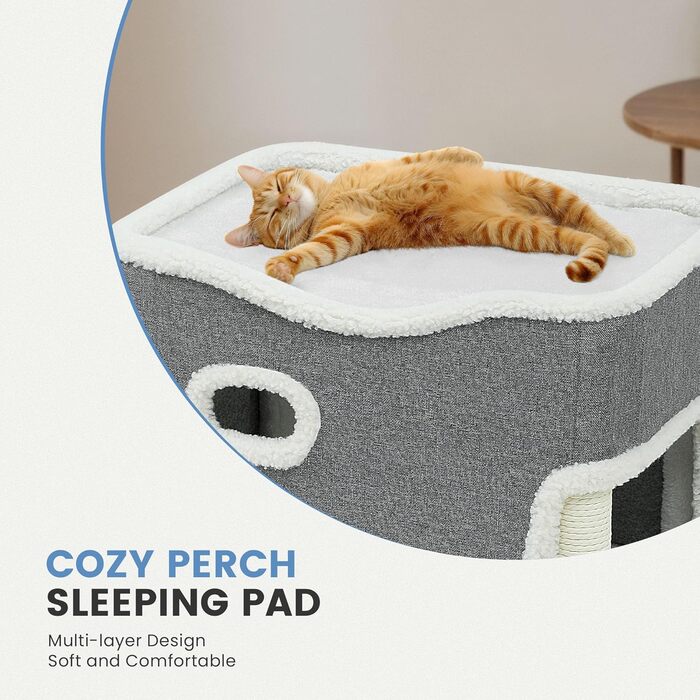 Кіт-будинок для дому, розкладний, великий, з когтеточкою для полиці, кіт-будинок-печера, ліжко-печера для котів, кігтеточка, кіт-будинок-бочка, для лазіння, з опорами