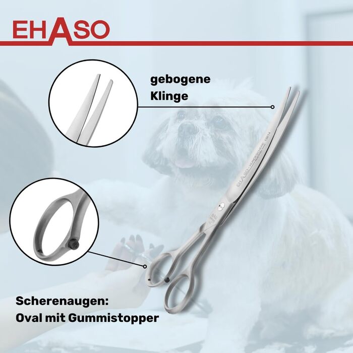 Ножиці для грумінгу собак EHASO, вигнуті, з гладким лезом, нержавіюча сталь, 20 см, матові