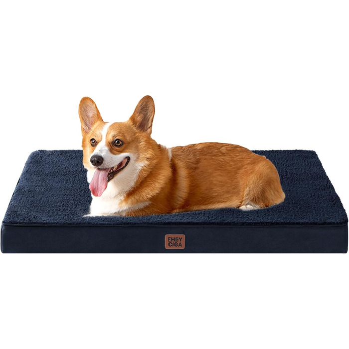 Ортопедичне ліжко для собак середніх порід EHEYCIGA, 89x58x9 см, м'яке, знімний чохол, блакитне
