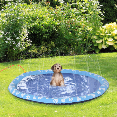 PawHut Splash Sprinkler Pad 170 см Водний килимок для собак, протиковзкий відкритий ПВХ синього кольору, чудово підходить для літніх розваг у саду
