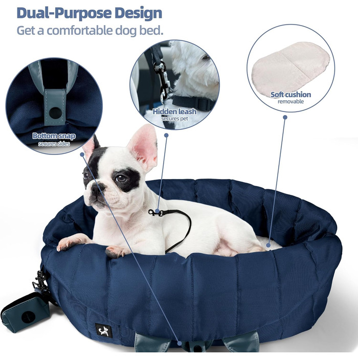 Сумка-переноска для собак Sytopia, середні породи, до 11,3 кг, колір бежевий/блакитний