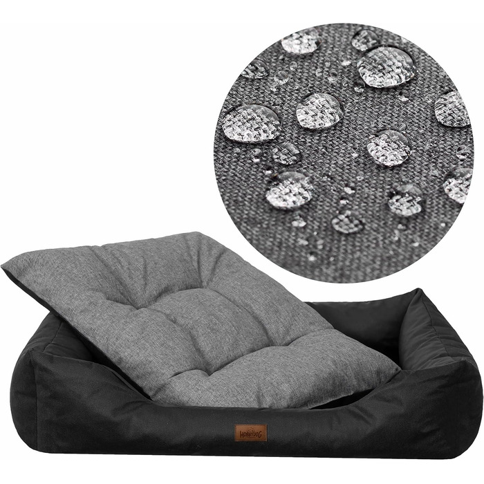 Крісло-ліжко для собак великих та середніх порід - зручне лежак для тварин, водонепроникне, 92x73 см (XL, чорний з сірим)