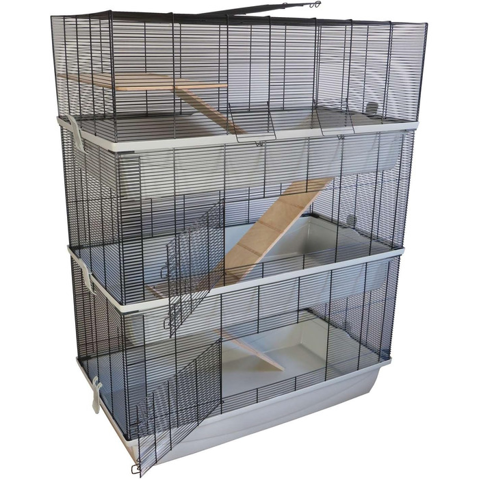 Клітка для гризунів PETGARD Carlos Sky XXL, 3-рівнева, 98x52x129 см, дерев'яні сходи, для кроликів, хом'яків, мишей