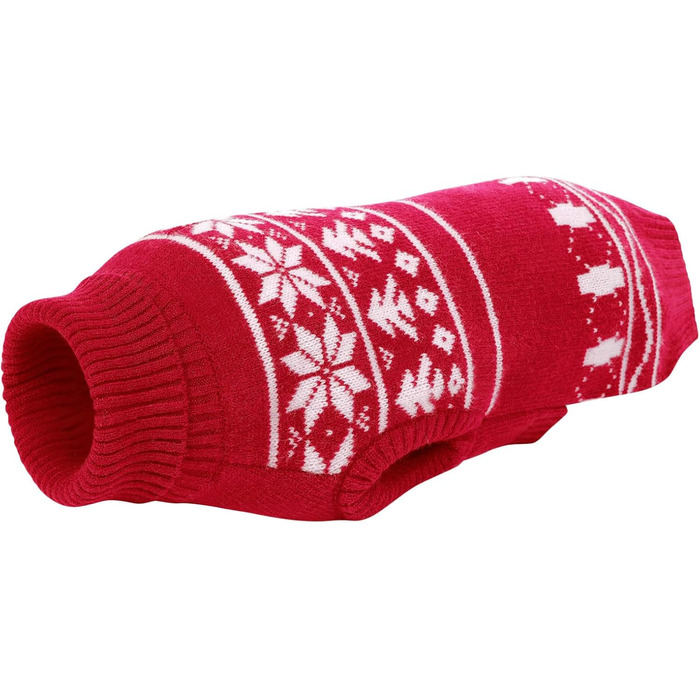 Пуловер для собак на Різдво, великі породи, з рожевим горлом, з малюнком сніжинок, для собак, різдвяний костюм, L, обхват грудей 53 см, червоний