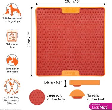 LickiMat PRO Tuff для собак: міцна лижуча килимок, заспокоює, альтернатива іграшкам-головоломкам та повільним мискам, для арахісової пасти, йогурту, здорових смаколиків (Помаранчевий)