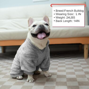 Піжама для собак, теплий зимовий светр з вельвету, для цуценят та маленьких/середніх тварин (собаки, коти), колір зелений (Large, сірий)